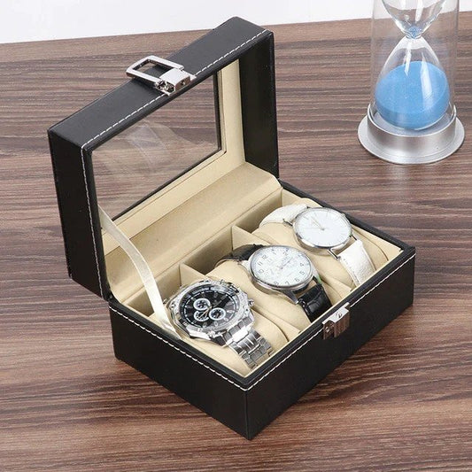 3 Grid Watch Organzier In Best Quality Leather Material.