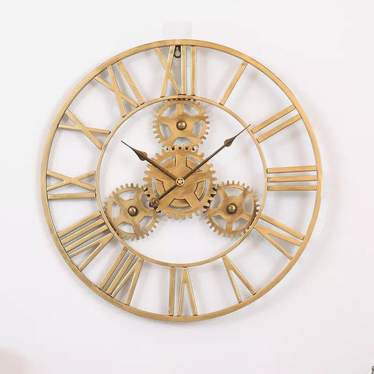 Retro style Golden Gearing style wall clock
