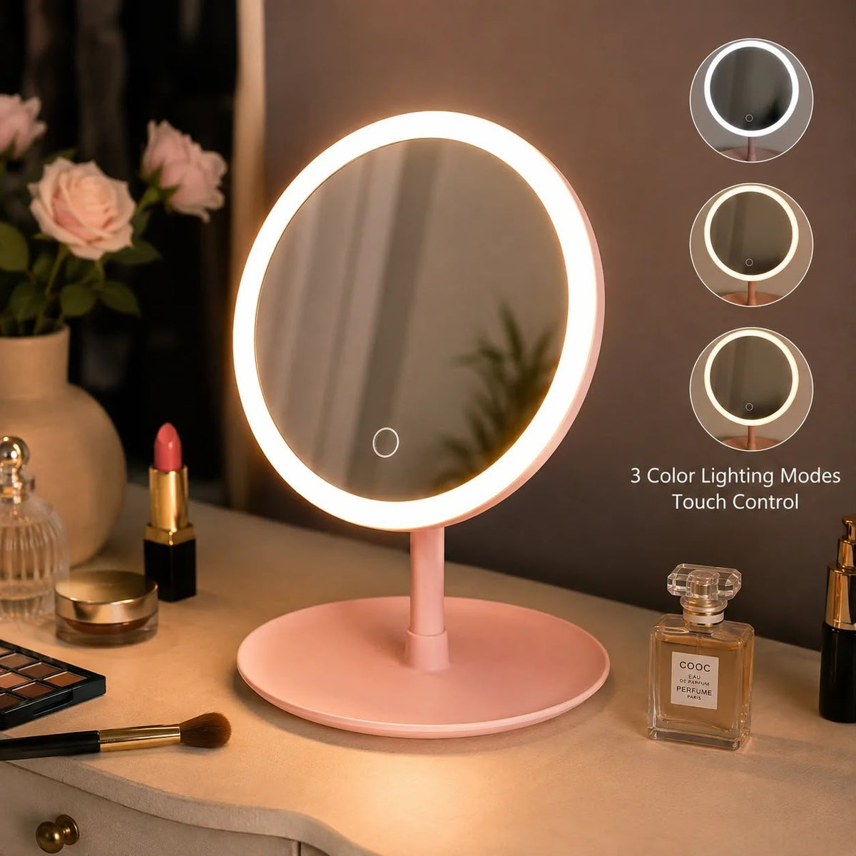 3 Modes Rechargeable LED Makeup Mirror