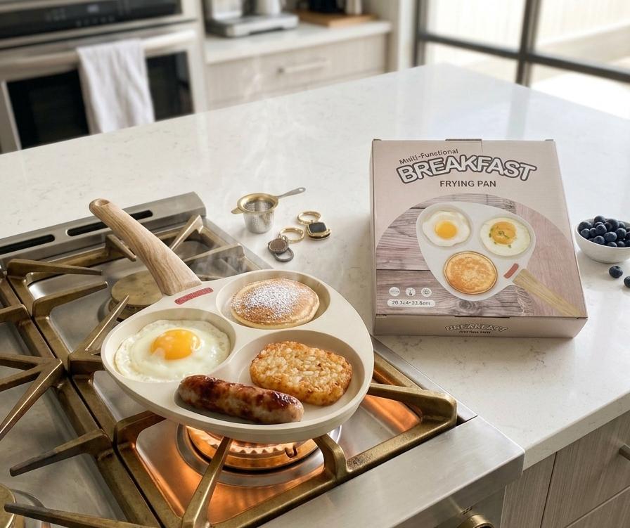 triangular fry pan with 3 portions