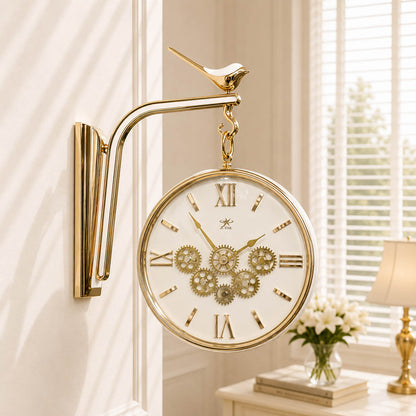 Gearing dual sided station clock