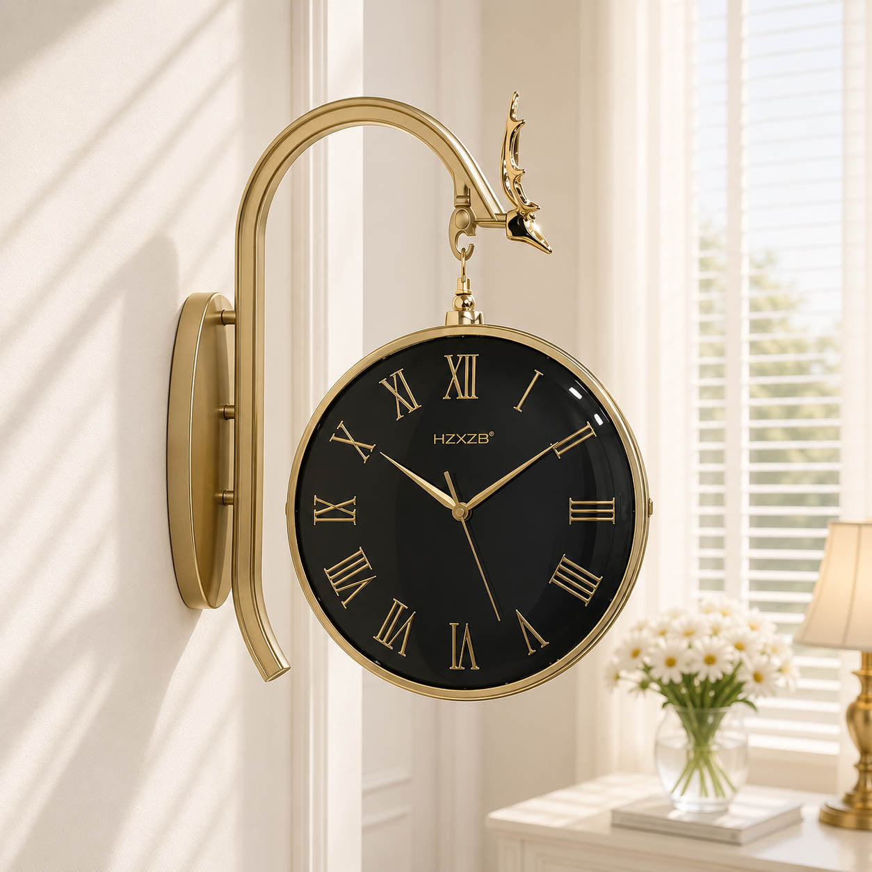 Nordic design Dual sided Markhor clock