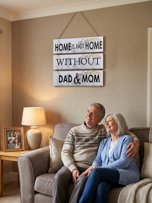 3 Step Wooden wall hanging decoration - mom & dad