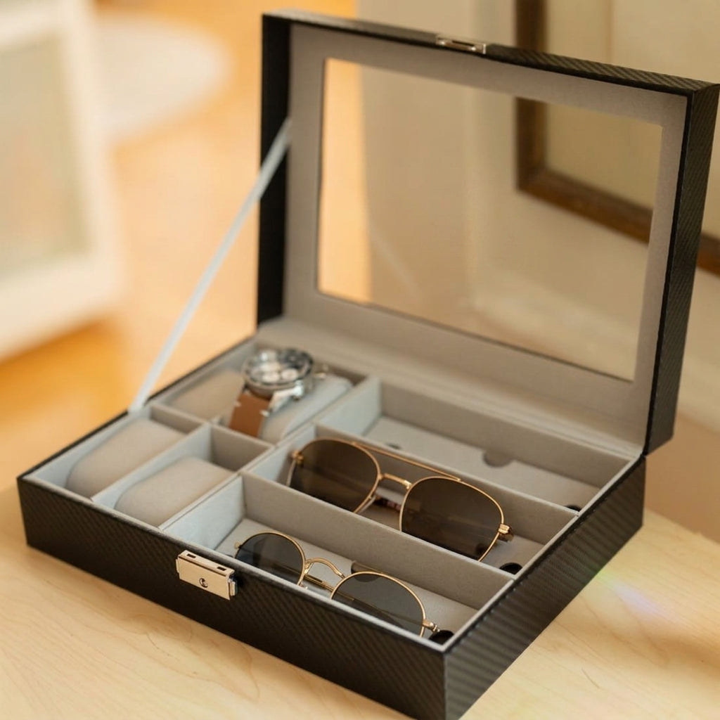 6 watch case & 3 sunglasses watch box