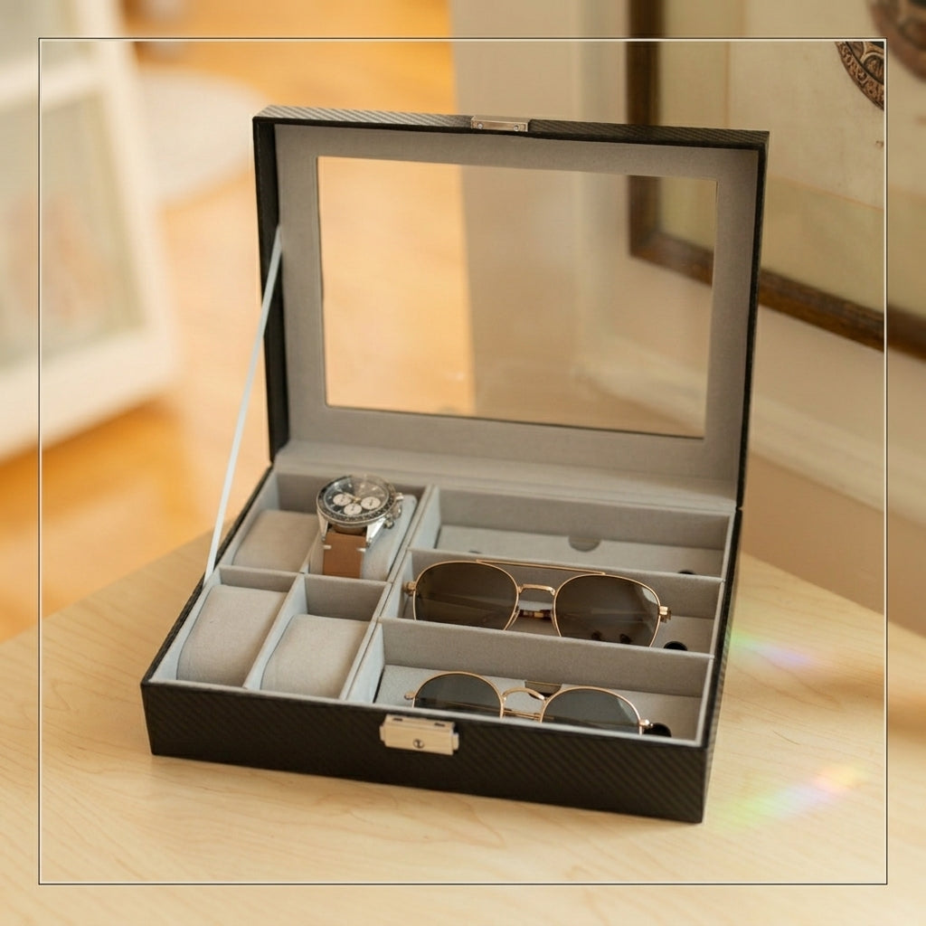 6 watch case & 3 sunglasses watch box