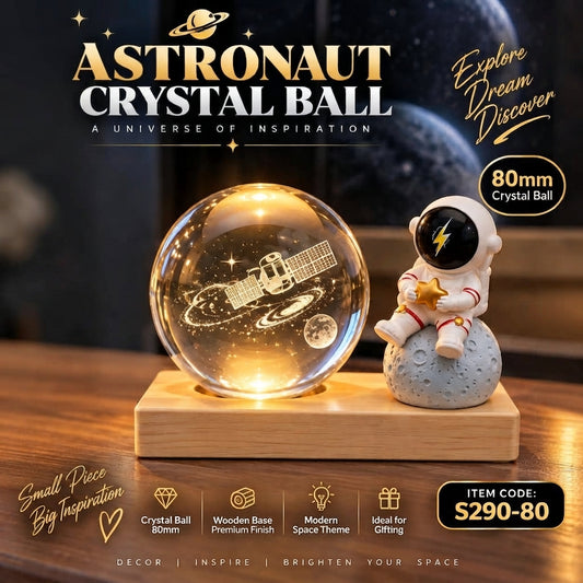Crystal ball decoration with astronaut