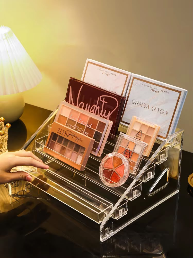 5 layer Acrylic makeup cosmetic tray with stand