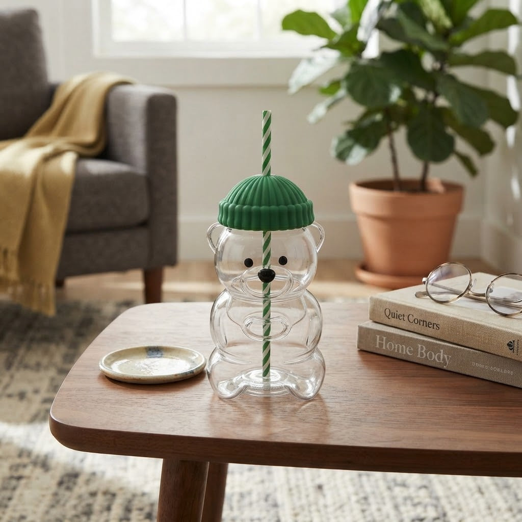 Bear shaped tumbler with lid & cap