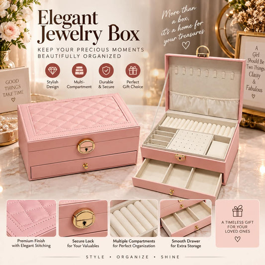 Jewelry organizer with drawer (pink)