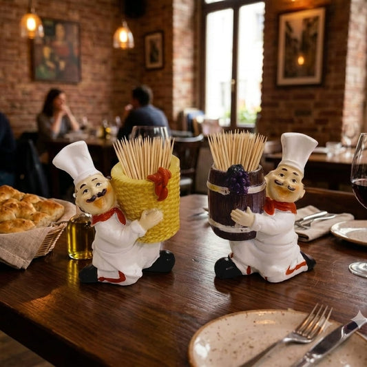 Chef themed toothpick holder set