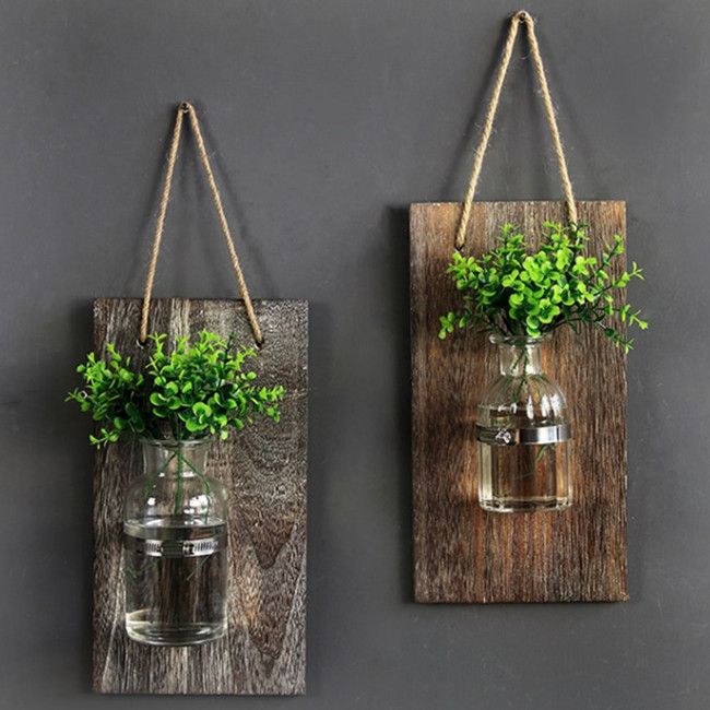 Flower Garland Jar Home Decoration Flower Led Jar With Wooden Hanging