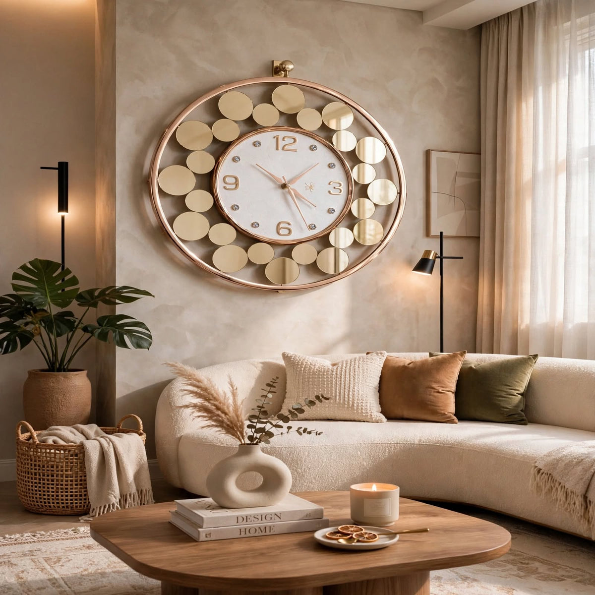 Fancy mirrored Gold Wall clock