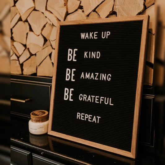 Wooden felt board with DIY letters with emoji sheet indoor decor expressive premium quality - 12x12
