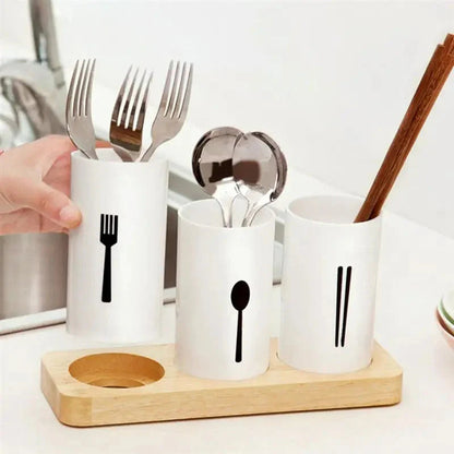 3 pcs cutlery stand holder with tray