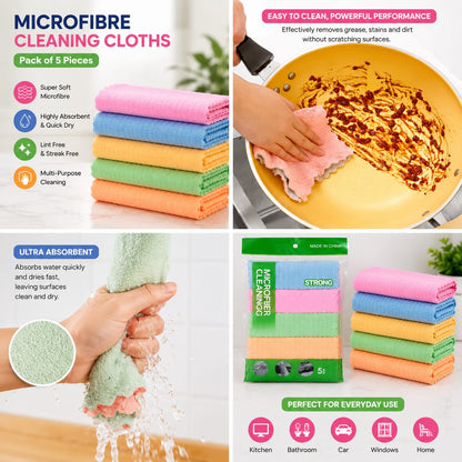 Pack of 5 micro fiber cleaning fabric