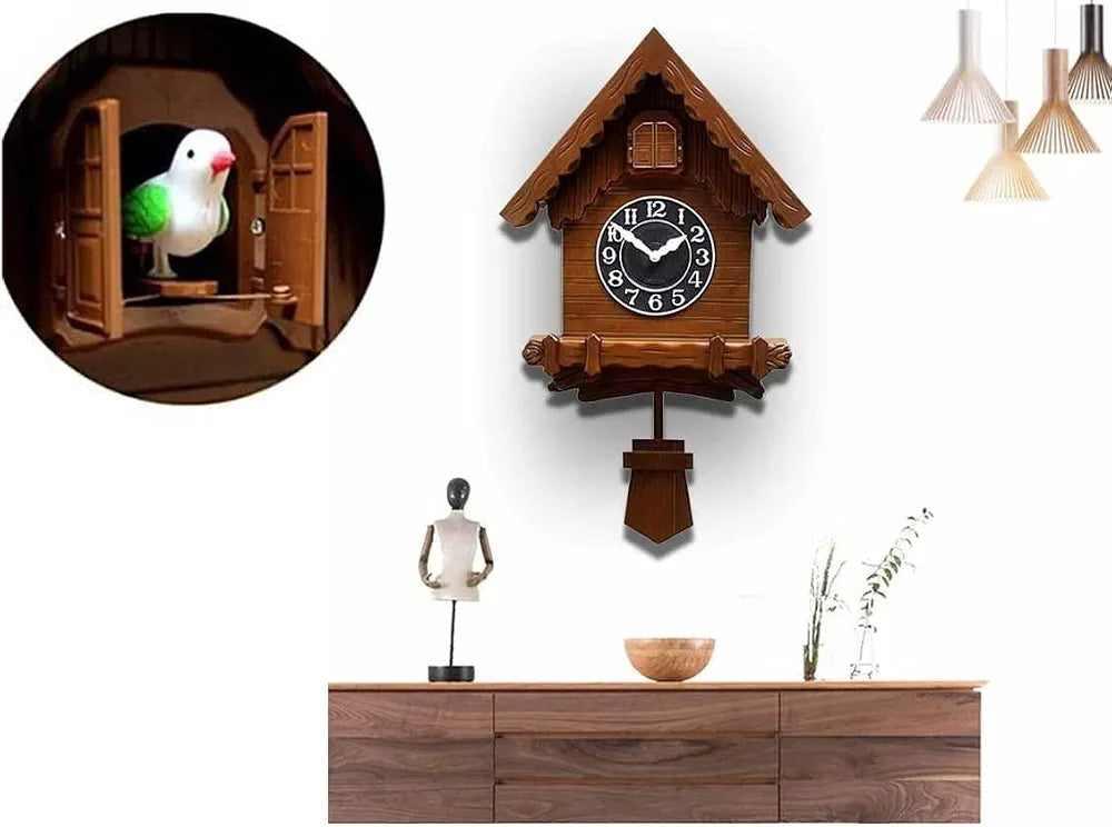 Cuckoo clock with moveable bird