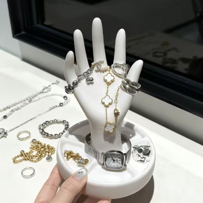 Hand Style Jewelery Stand with Dish Base for Rings & Necklaces