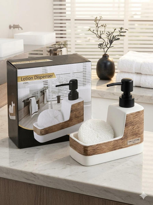 Ceramic soap holder with soap dispenser