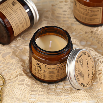 Glass scented candle for aromatherapy