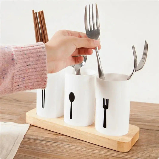 3 pcs cutlery stand holder with tray
