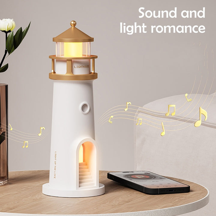 Light house night lamp with lunar projection