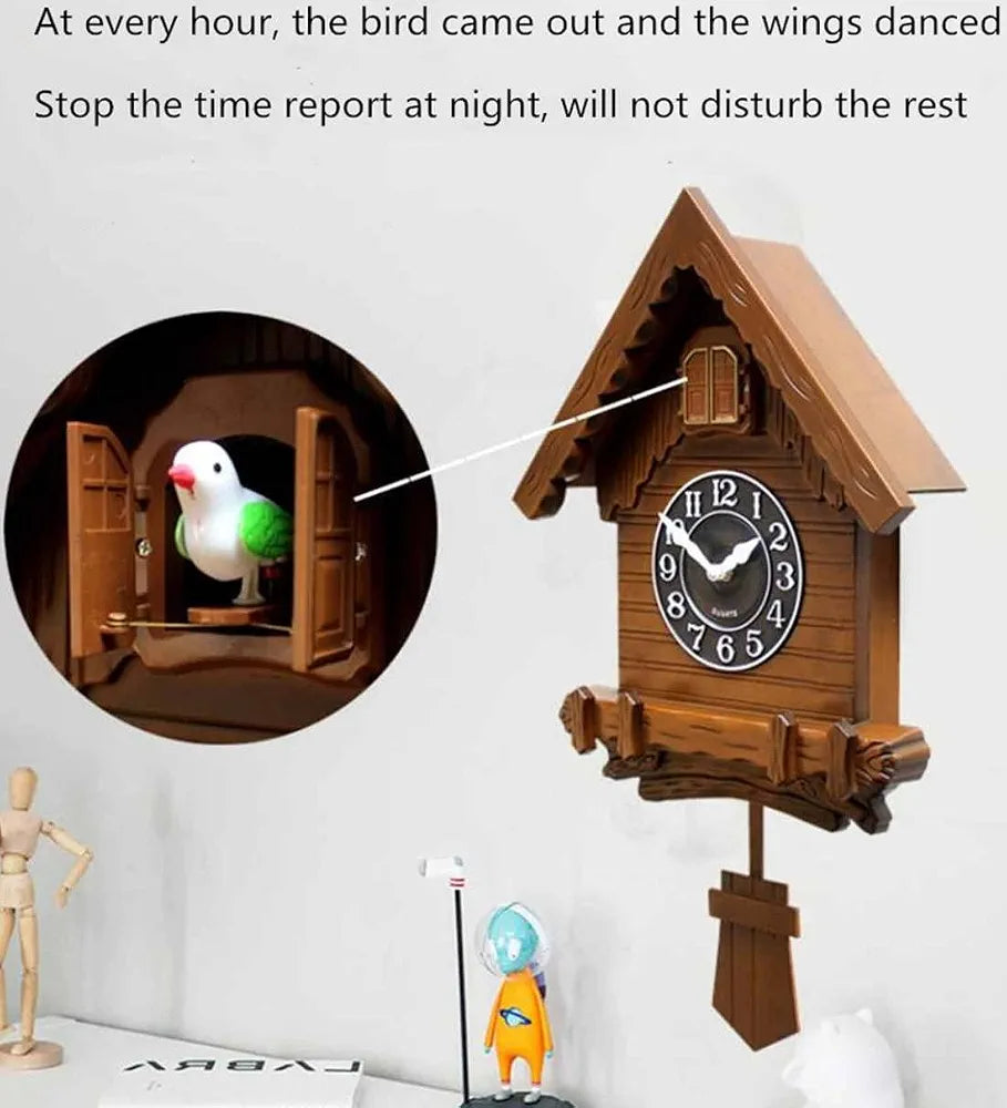 Cuckoo clock with moveable bird