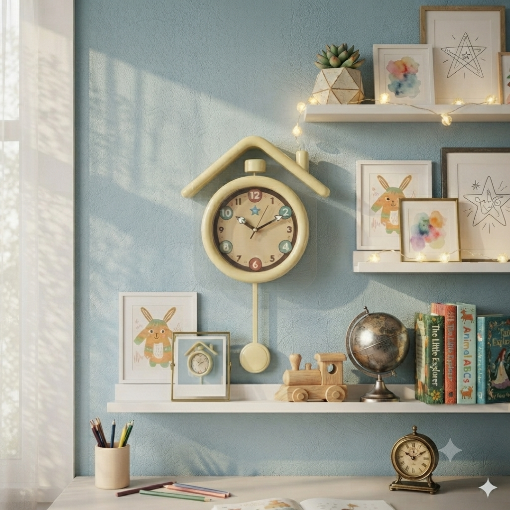 House themed kids room wall clock -7622