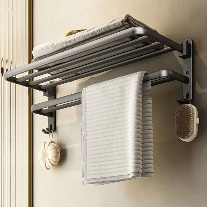 Wall mounted moveable towel rack