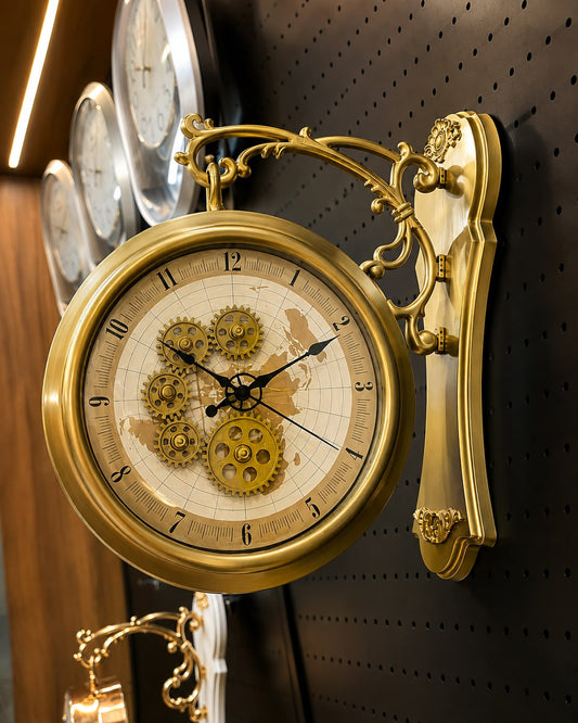 Retro Gold dual sided station clock