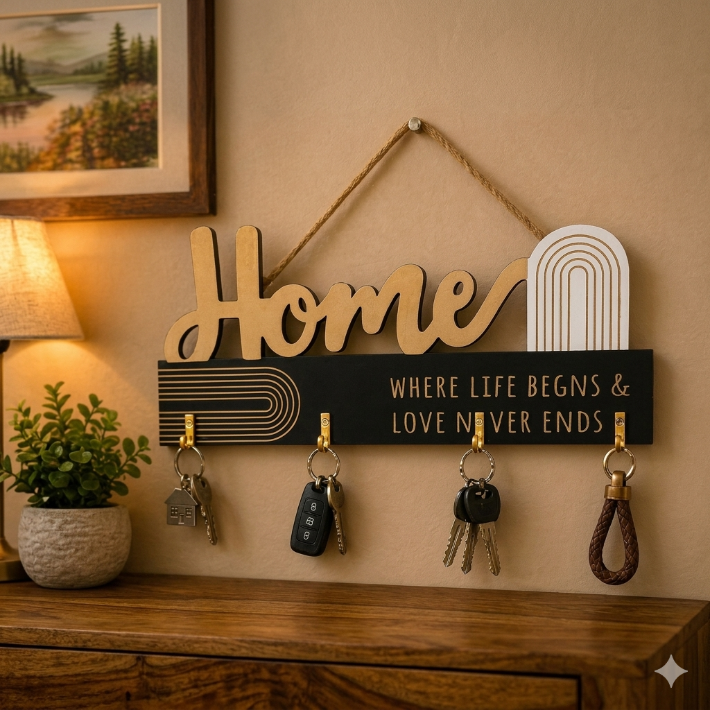 Home theme wooden key holder
