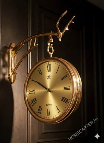 Markhor design dual station wall clock with stand