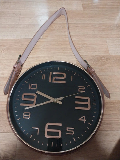 Leather belt modern living room wall clock