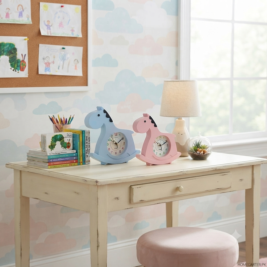Horse shape kids room table clock