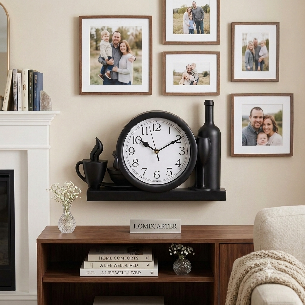 mounted bottle & coffee wall clock