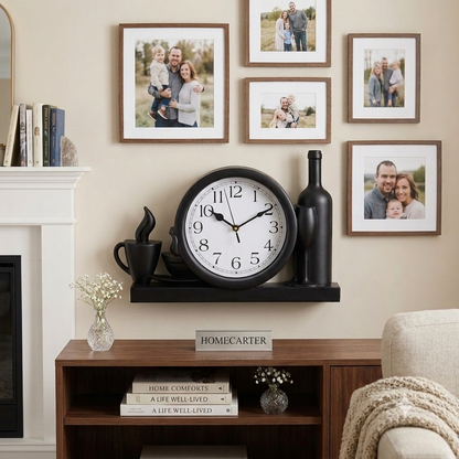 mounted bottle & coffee wall clock