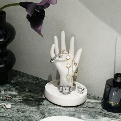 Hand Style Jewelery Stand with Dish Base for Rings & Necklaces