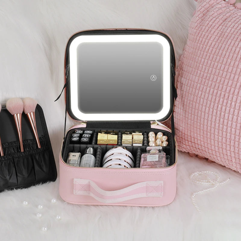Smart led cosmetic travel organizer
