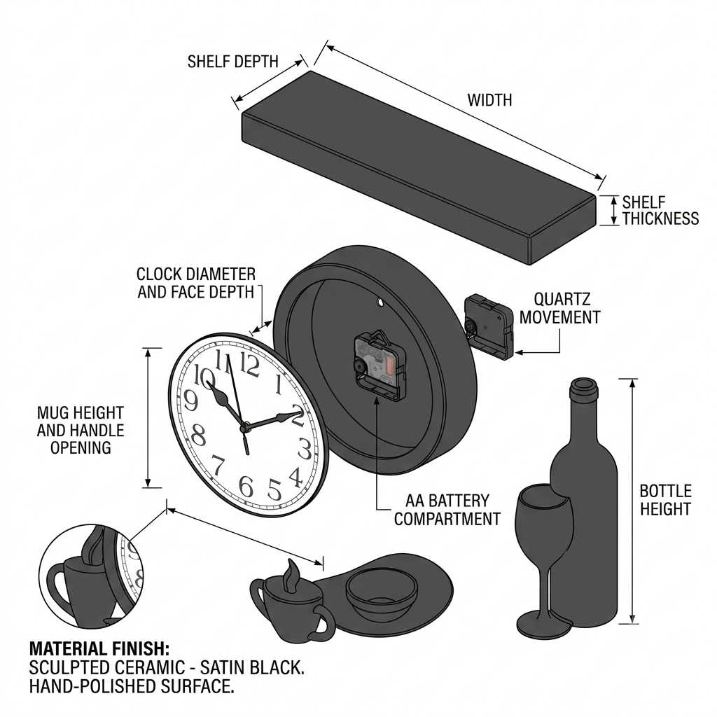 mounted bottle & coffee wall clock