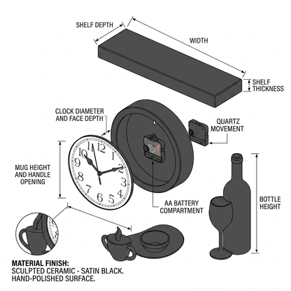 mounted bottle & coffee wall clock