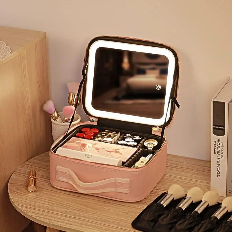 Smart led cosmetic travel organizer