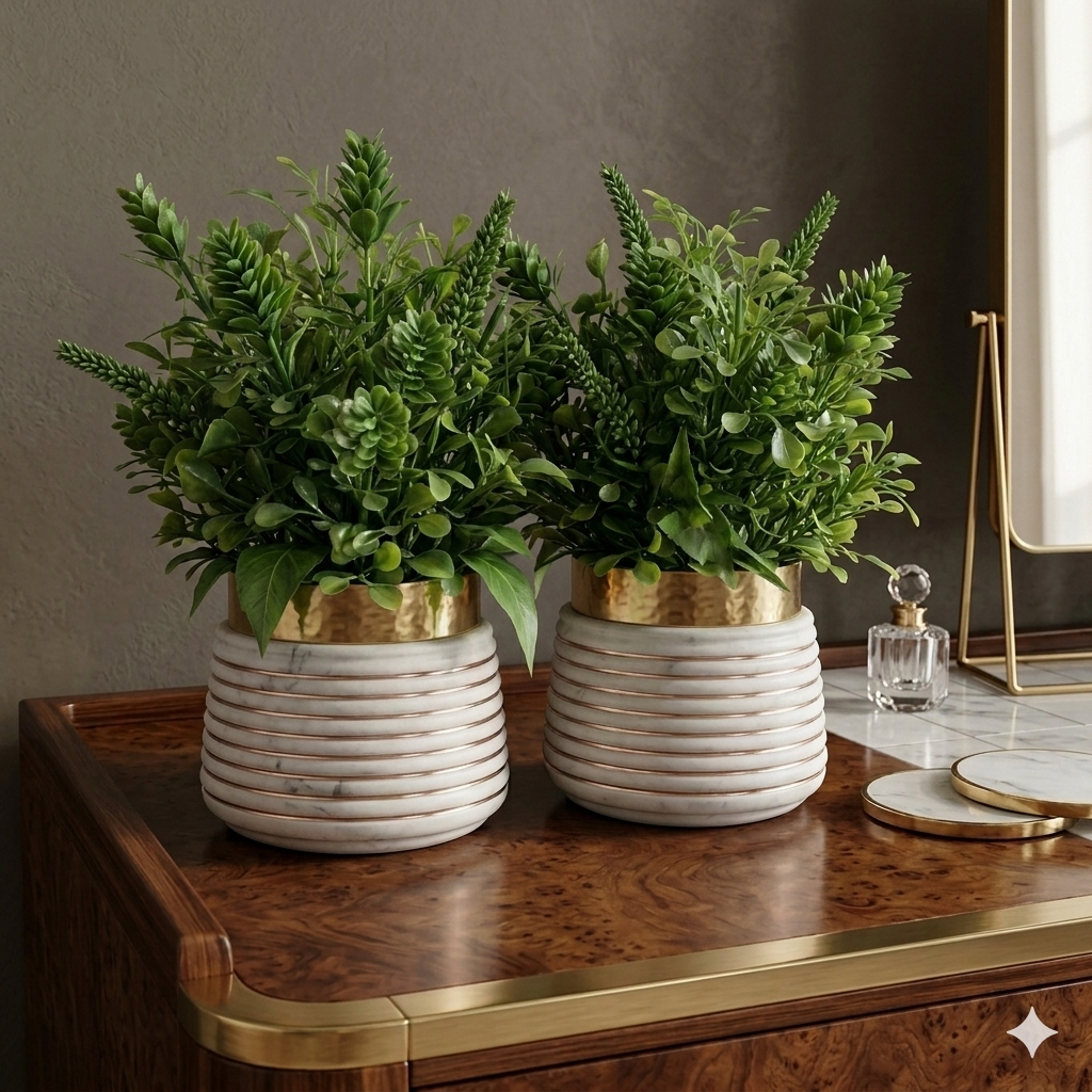Indoor flower arrangements with pot