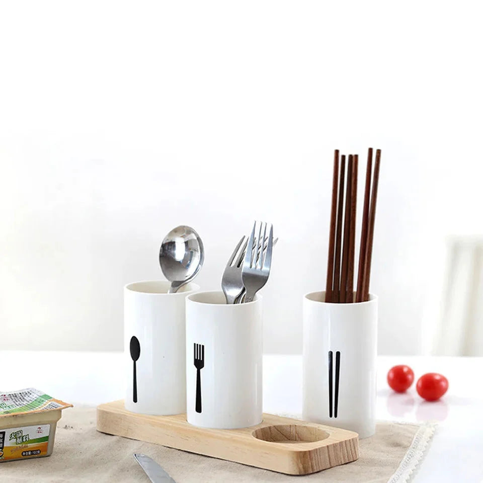 3 pcs cutlery stand holder with tray
