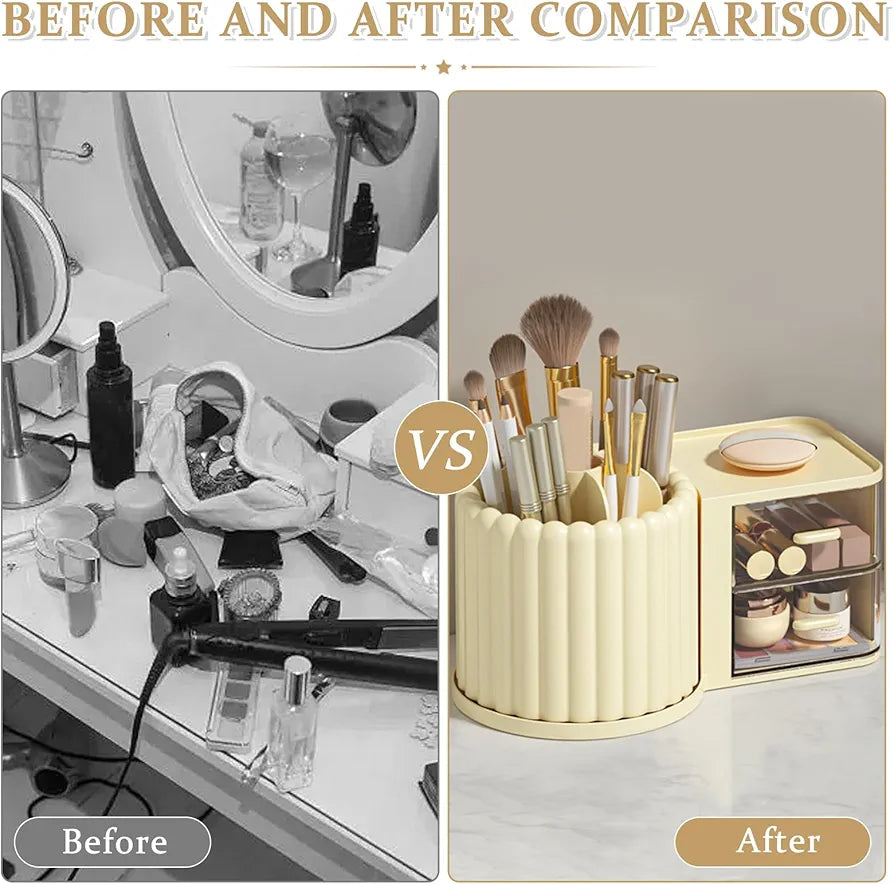 Multi-purpose 360 rotating organizer with 2 drawers