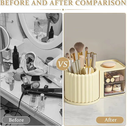 Multi-purpose 360 rotating organizer with 2 drawers