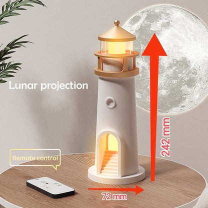 Light house night lamp with lunar projection