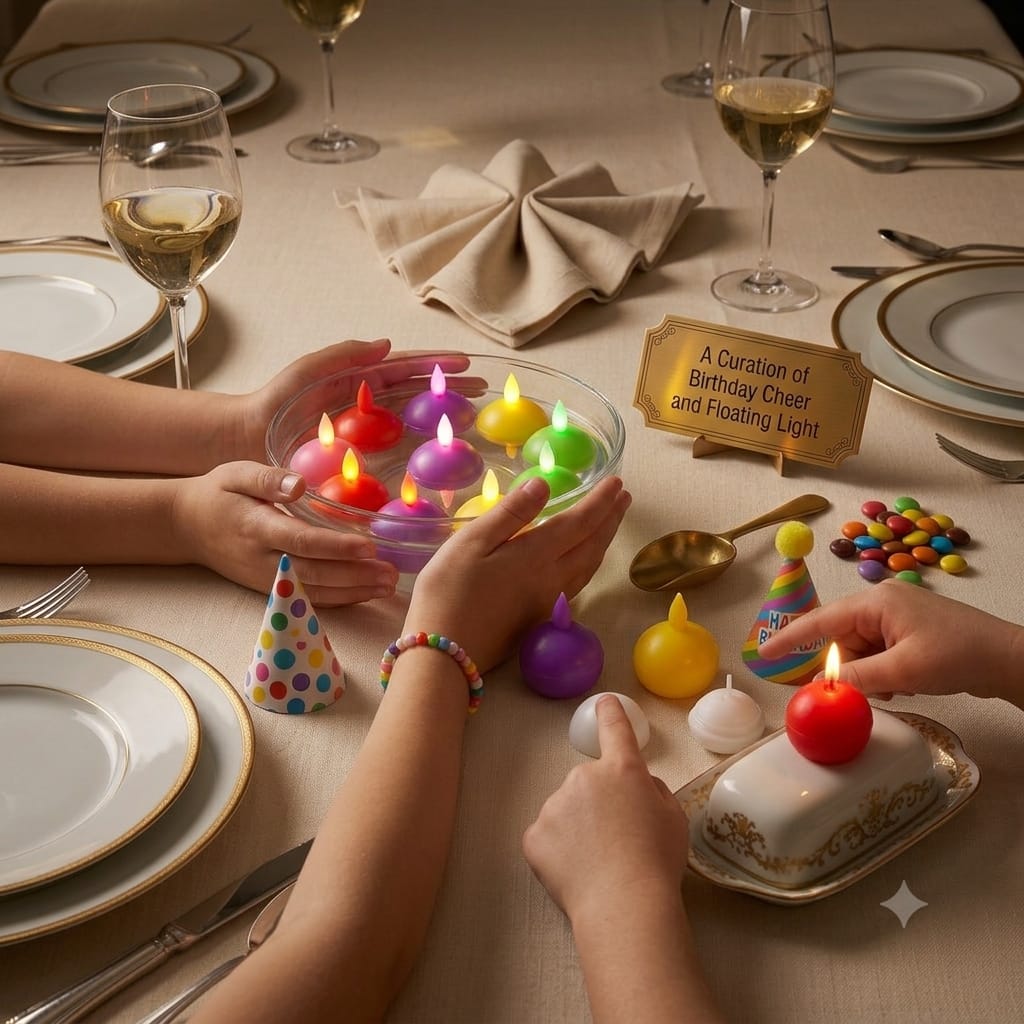 Floating colorful LED candles