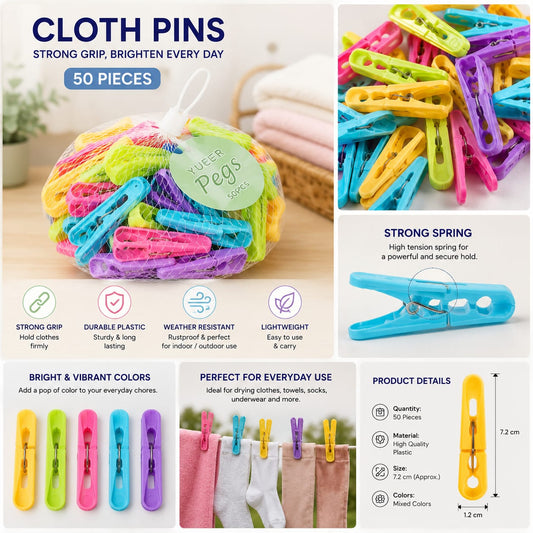 Pack of 50 cloths drying clips
