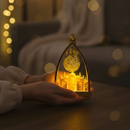 Desktop led lantern decoration with led candle inside