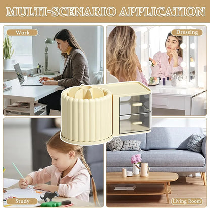 Multi-purpose 360 rotating organizer with 2 drawers