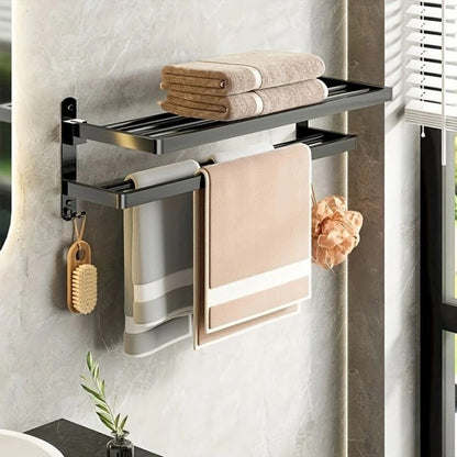 Wall mounted moveable towel rack